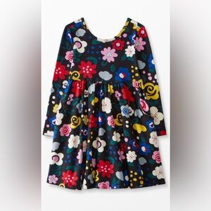 Hanna Anderson Celebration Skater Cotton Floral Dress Swing Pocket Size 8